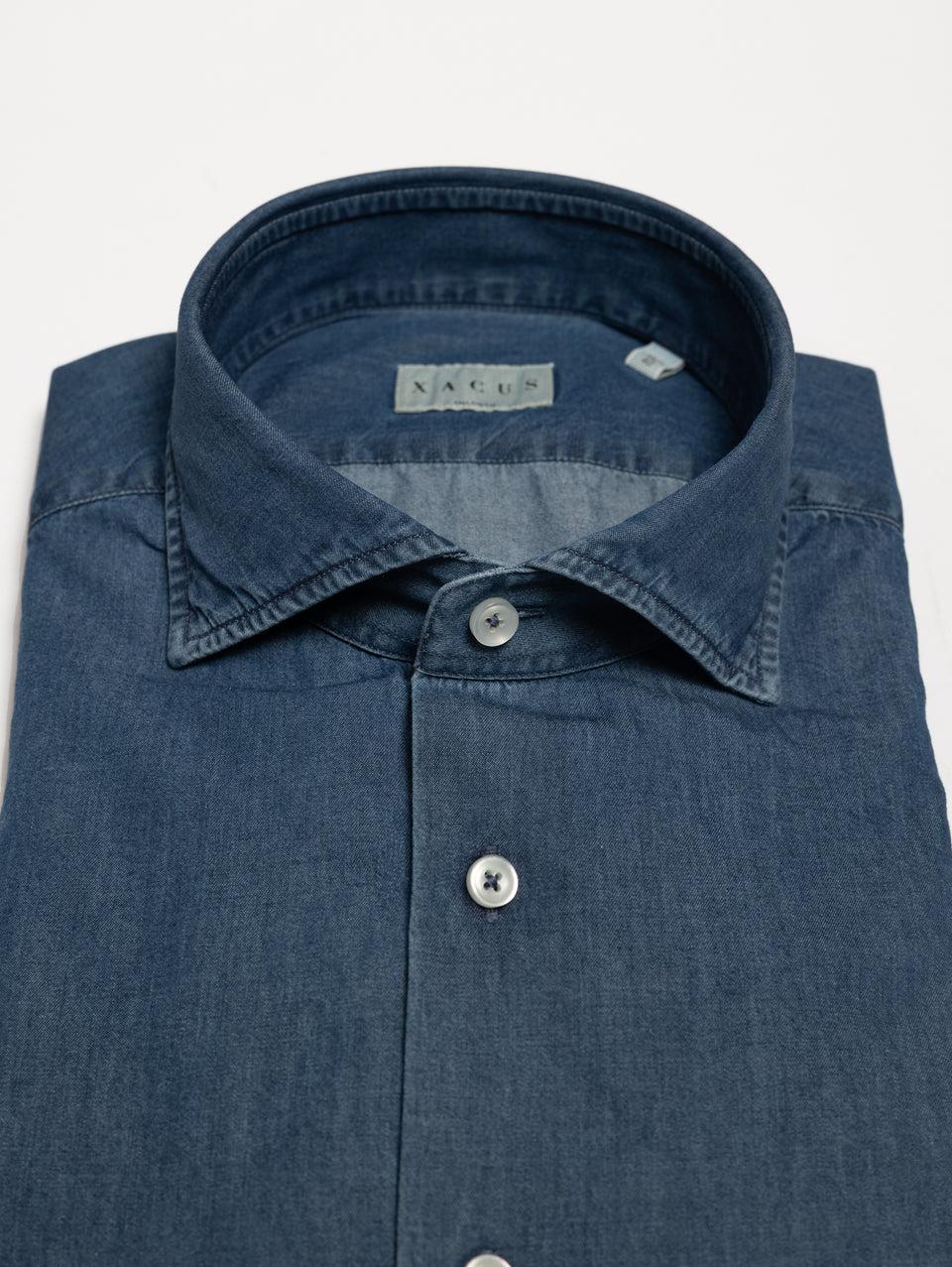 XACUS Camicia Blu Jeans Blu Medio Comprare a buon mercato