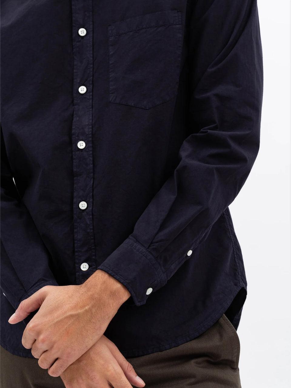 NORSE PROJECTS Camicia in Cotone Tinta in Capo Blu Flash Sale