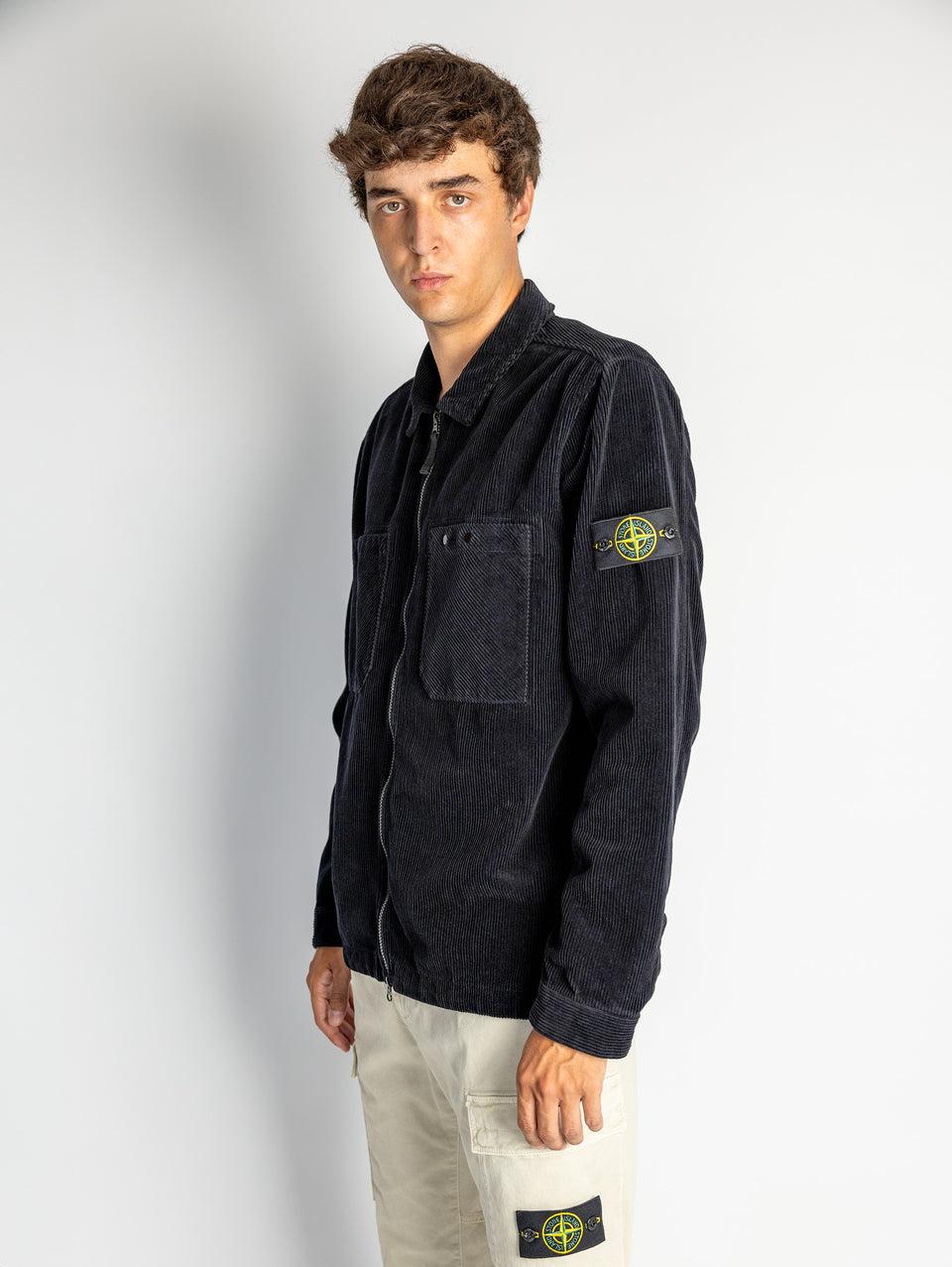 STONE ISLAND Overshirt in Velluto a Coste Blu Shopping online