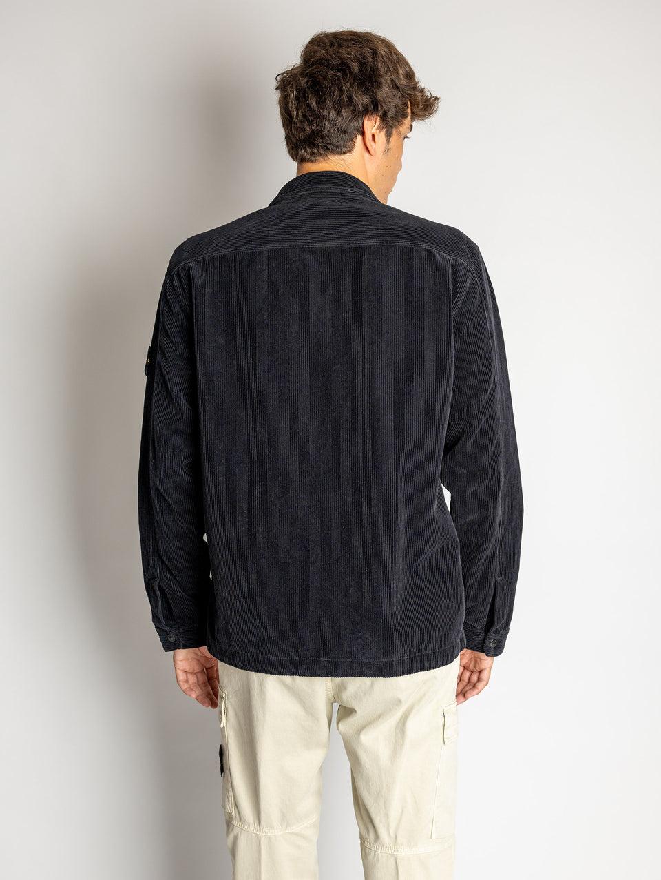 STONE ISLAND Overshirt in Velluto a Coste Blu Shopping online