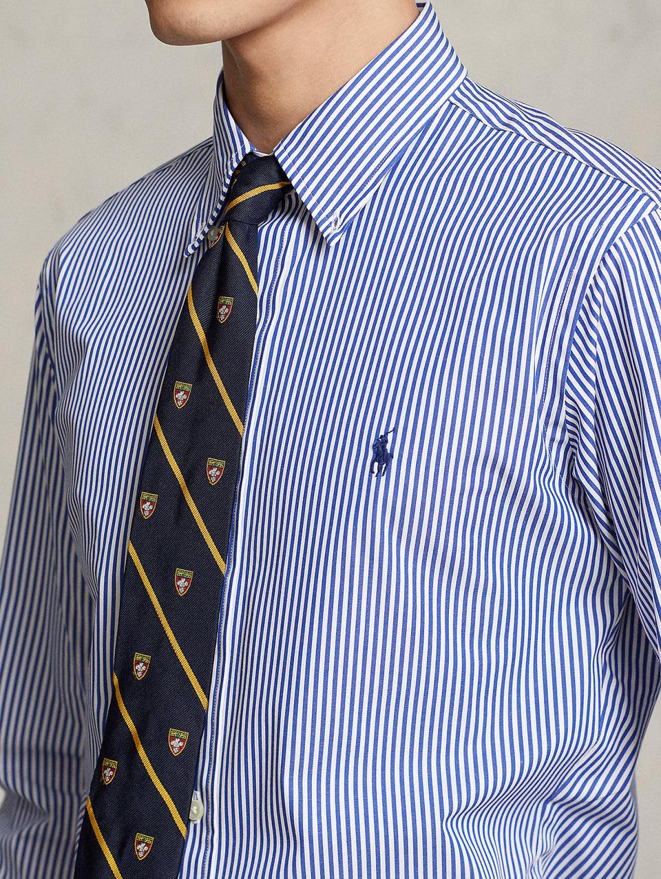 RALPH LAUREN Camicia in Popeline Elasticizzato a Righe Blu/Bianco Black Friday