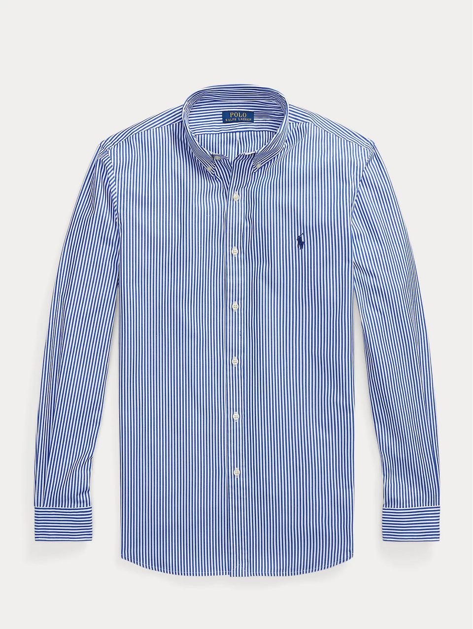 RALPH LAUREN Camicia in Popeline Elasticizzato a Righe Blu/Bianco Black Friday
