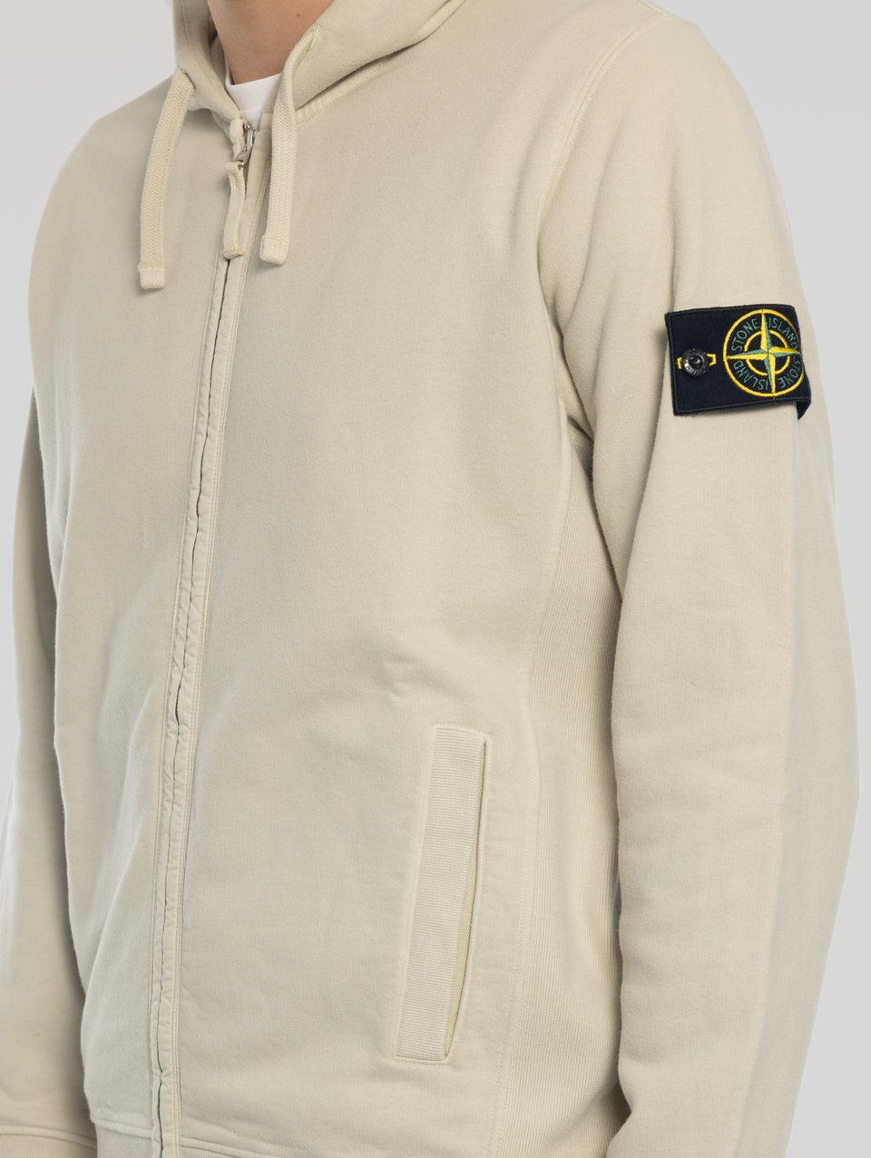 STONE ISLAND Felpa Full Zip in Cotone Organico Stucco Offerta San Valentino