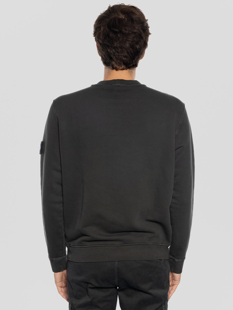 STONE ISLAND Felpa Girocollo in Cotone Diagonale Grigio Offerta migliore