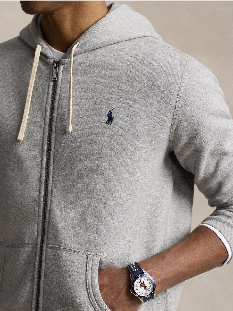 RALPH LAUREN Felpa Full zip con Cappuccio Grigio Online Outlet