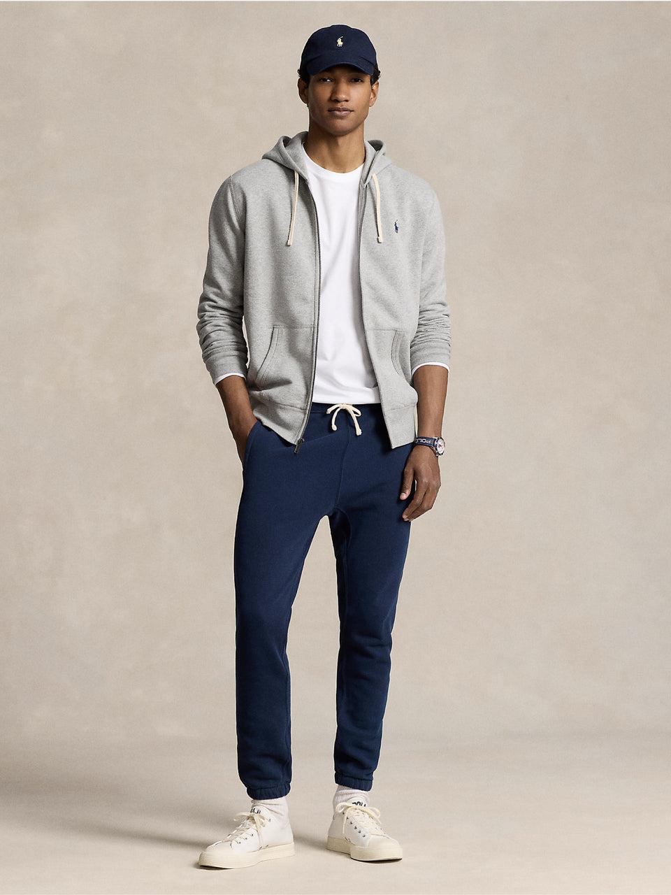RALPH LAUREN Felpa Full zip con Cappuccio Grigio Online Outlet