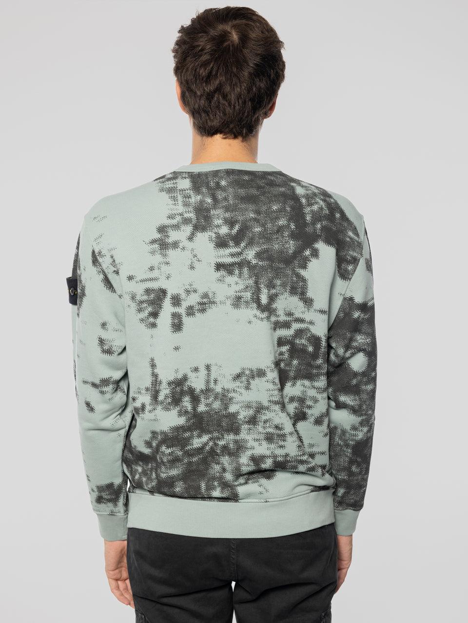STONE ISLAND Felpa Girocollo Stampa Earth Mapping Verde/Grigio Lightning offer