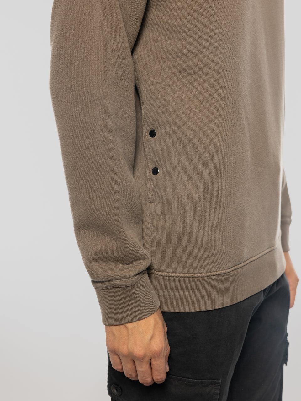 STONE ISLAND Felpa Girocollo in Cotone Diagonale Noce Grandi sconti