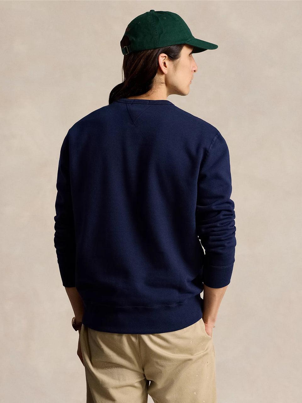 RALPH LAUREN Felpa Girocollo in Cotone Blu Nuovi prodotti
