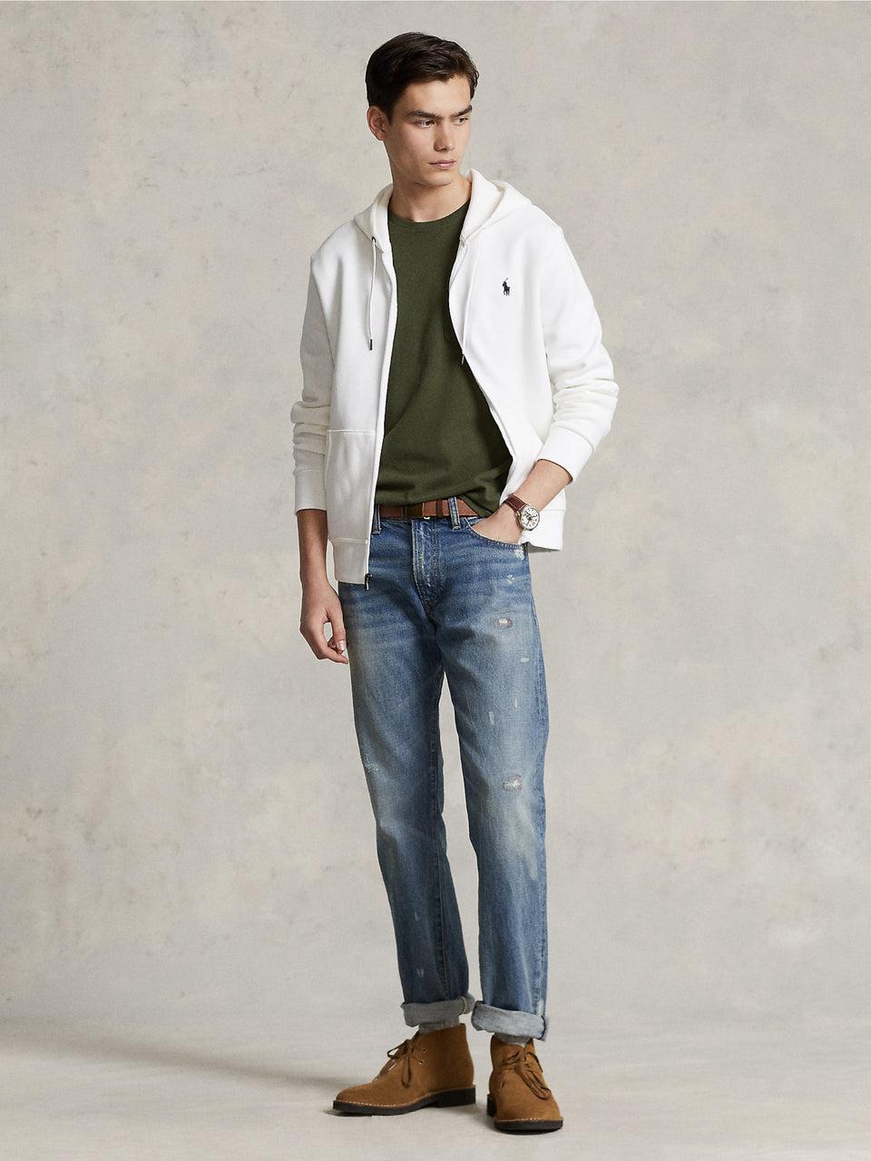 RALPH LAUREN Felpa con Cappuccio e Zip in Maglia Doppia Bianco Bestseller
