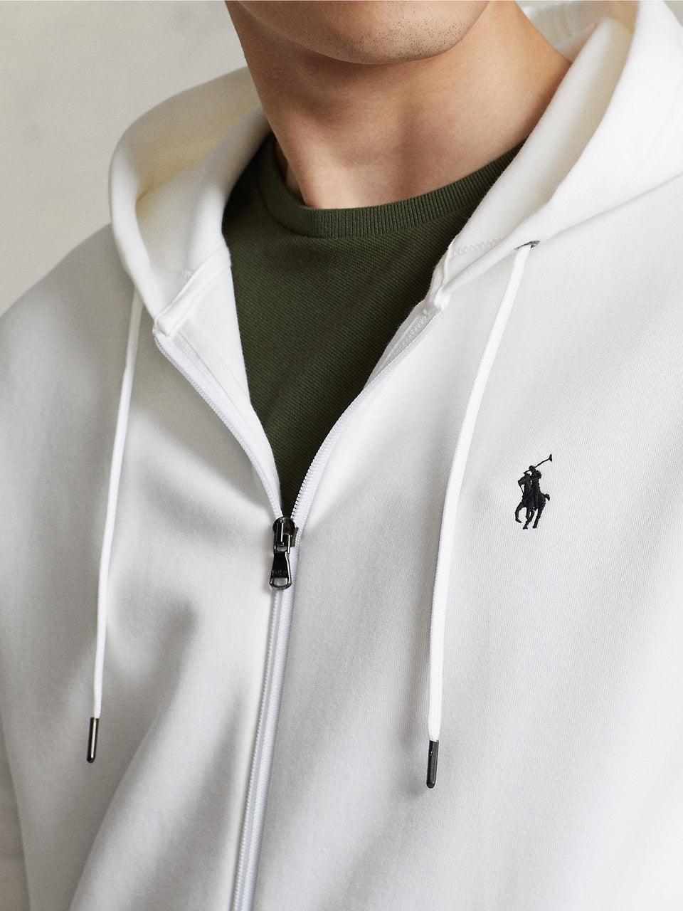 RALPH LAUREN Felpa con Cappuccio e Zip in Maglia Doppia Bianco Bestseller