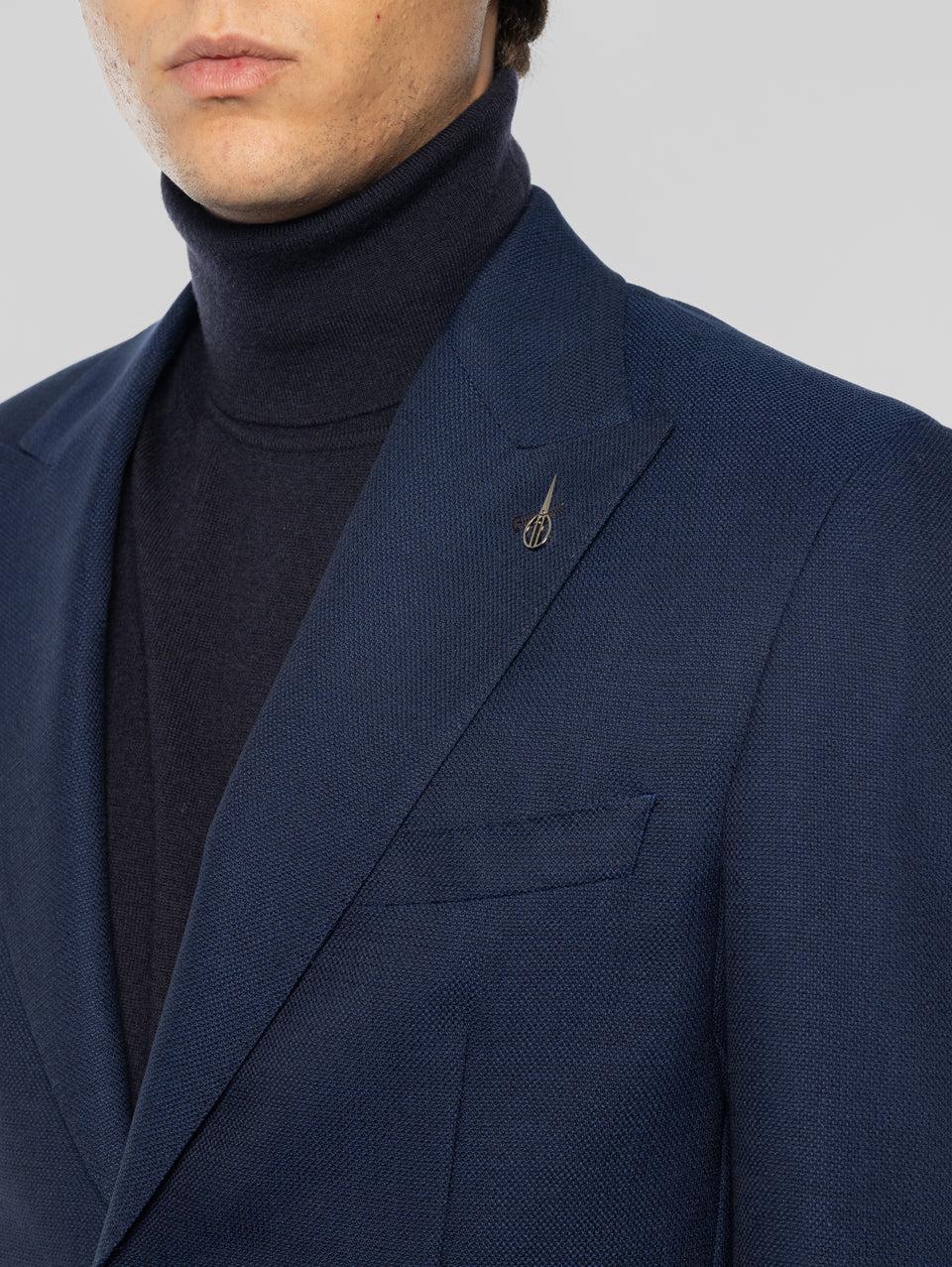 PAOLONI Giacca Sfoderata in Lana Oxford Blu Comprane uno, ottenene uno gratis