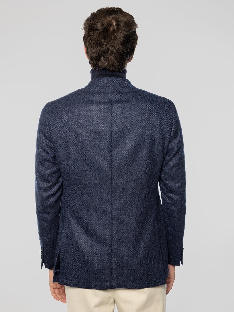 SARTORIA LATORRE Giacca Sfoderata in Pura Lana Blu Melange Enormi risparmi