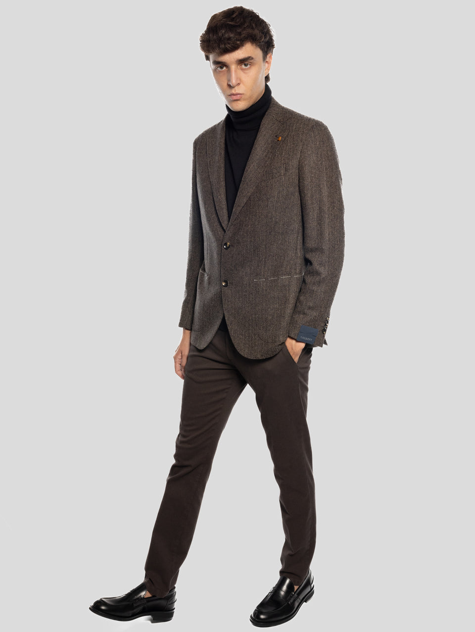 SARTORIA LATORRE Giacca Sfoderata Spinata Herringbone Marrone Sconti VIP