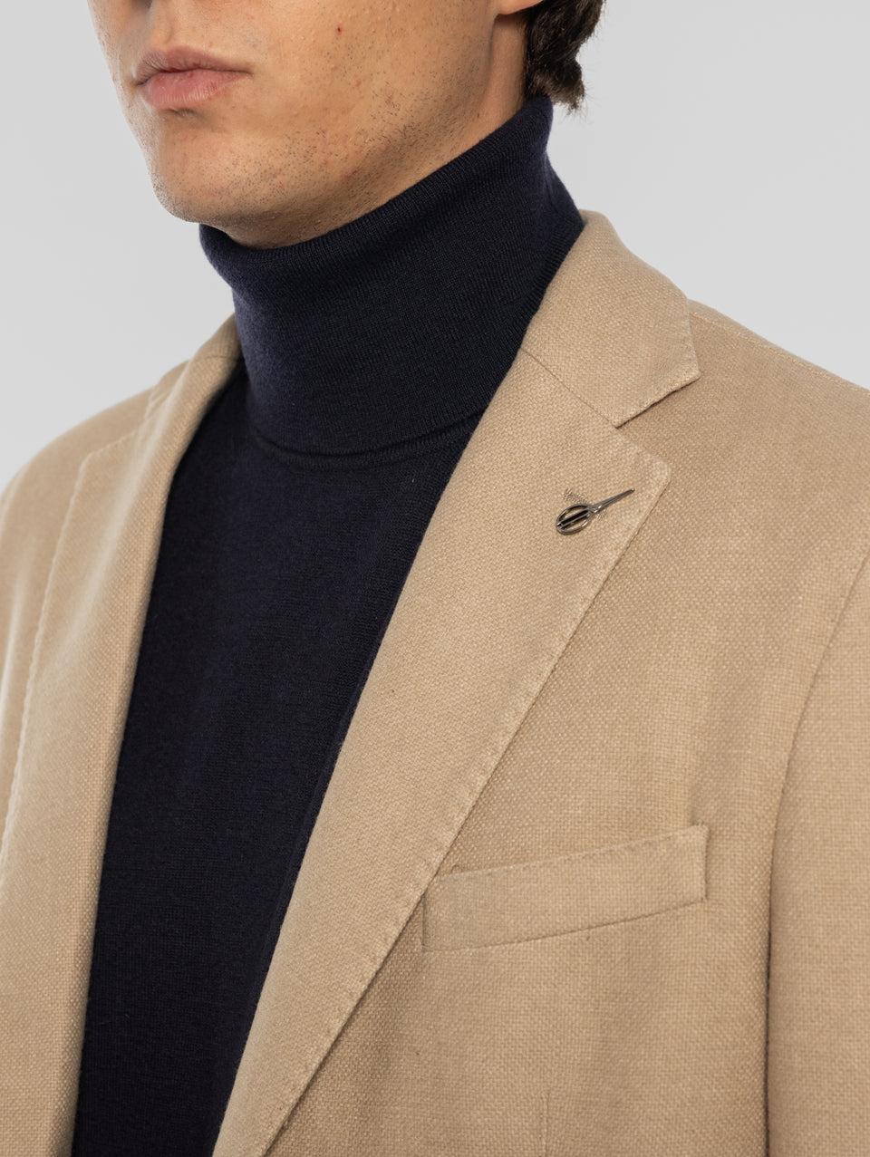 PAOLONI Giacca Doppio Petto in Lana Frosted Beige Super Saving Price
