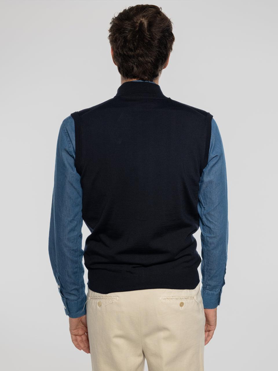 ALPHA STUDIO Gilet in Lana taglio Bomber Blu Offerta speciale della fabbrica