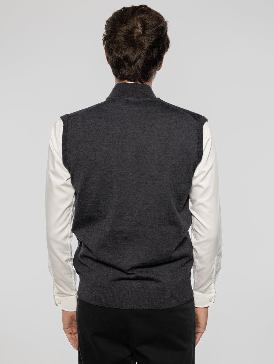 ALPHA STUDIO Gilet in Lana taglio Bomber Antracite Sostegno trimestrale