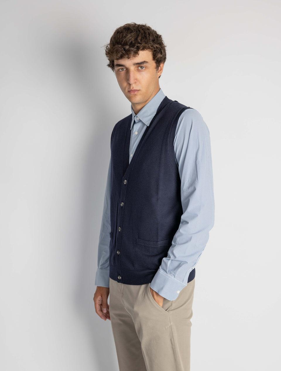 ALPHA STUDIO Gilet con Scollo a V Blu Fino al 55% di sconto