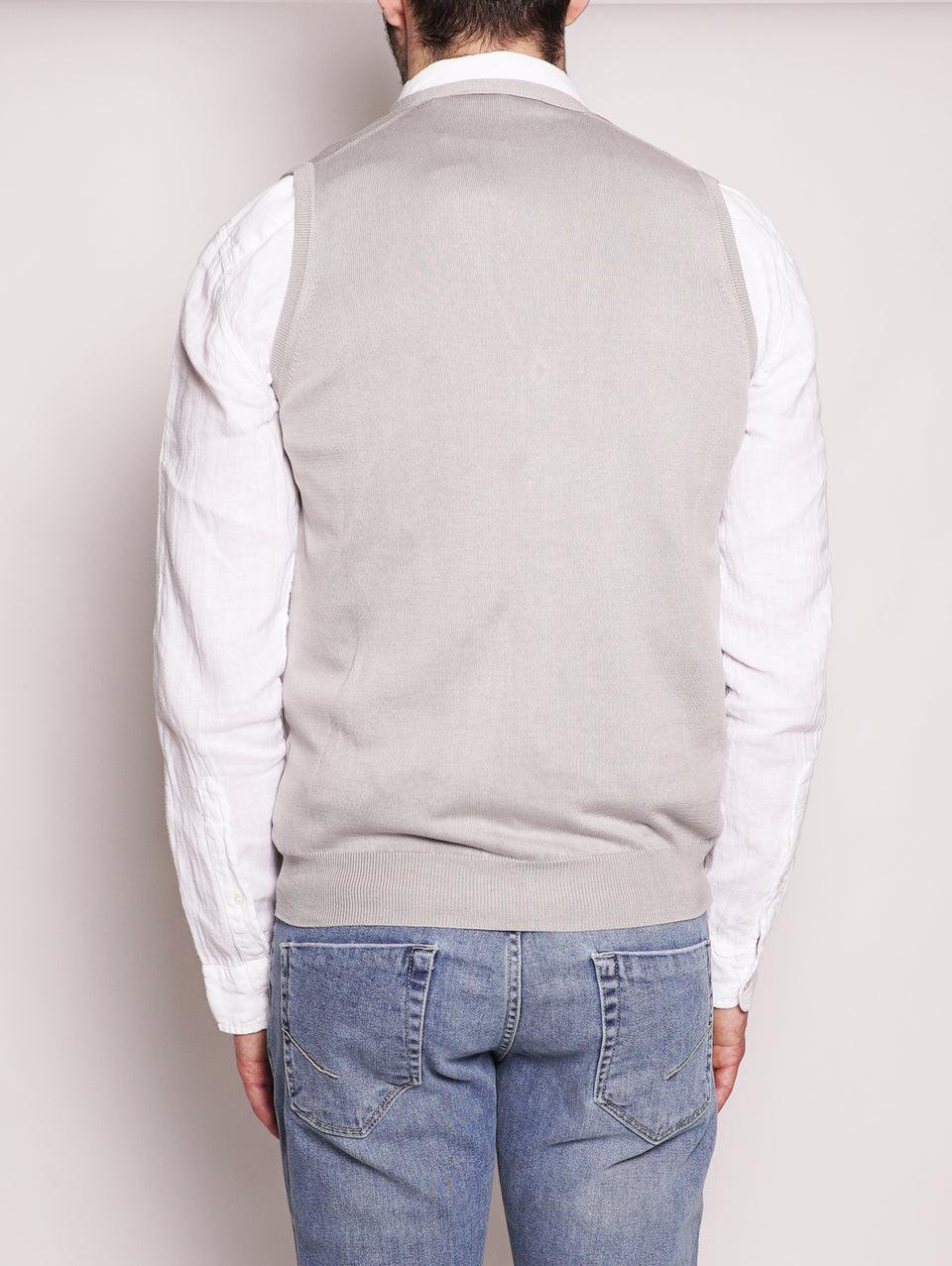 ALPHA STUDIO Gilet in Cotone Frosted Perla Officina