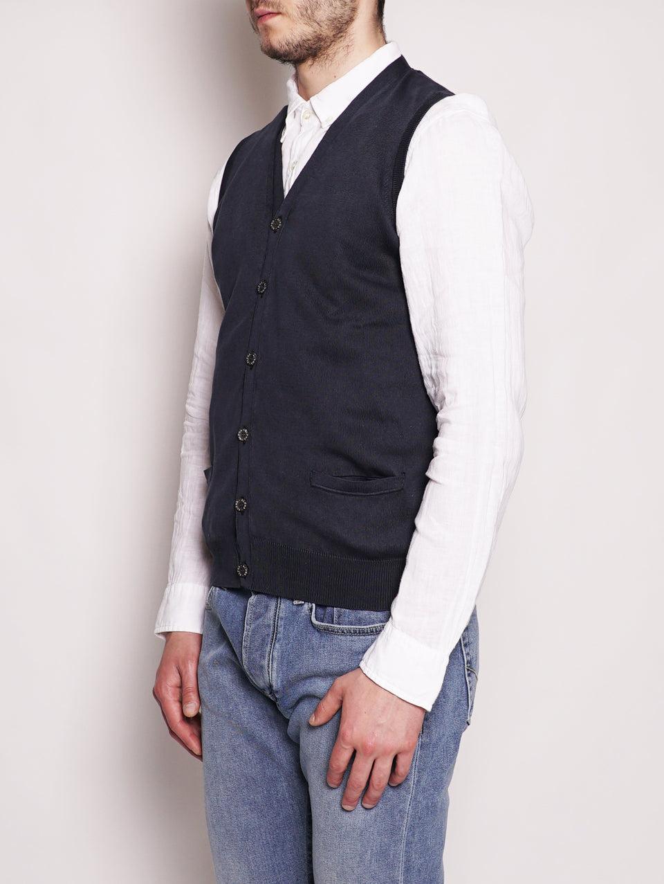 ALPHA STUDIO Gilet in Cotone Frosted Blu Navy Limitato a 3 giorni