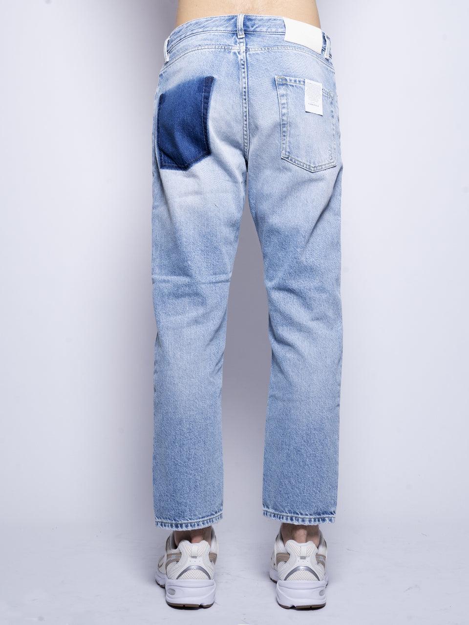 ICON DENIM Jeans Josh Gamba Dritta con Tagli Blu Spedizione Gratuita