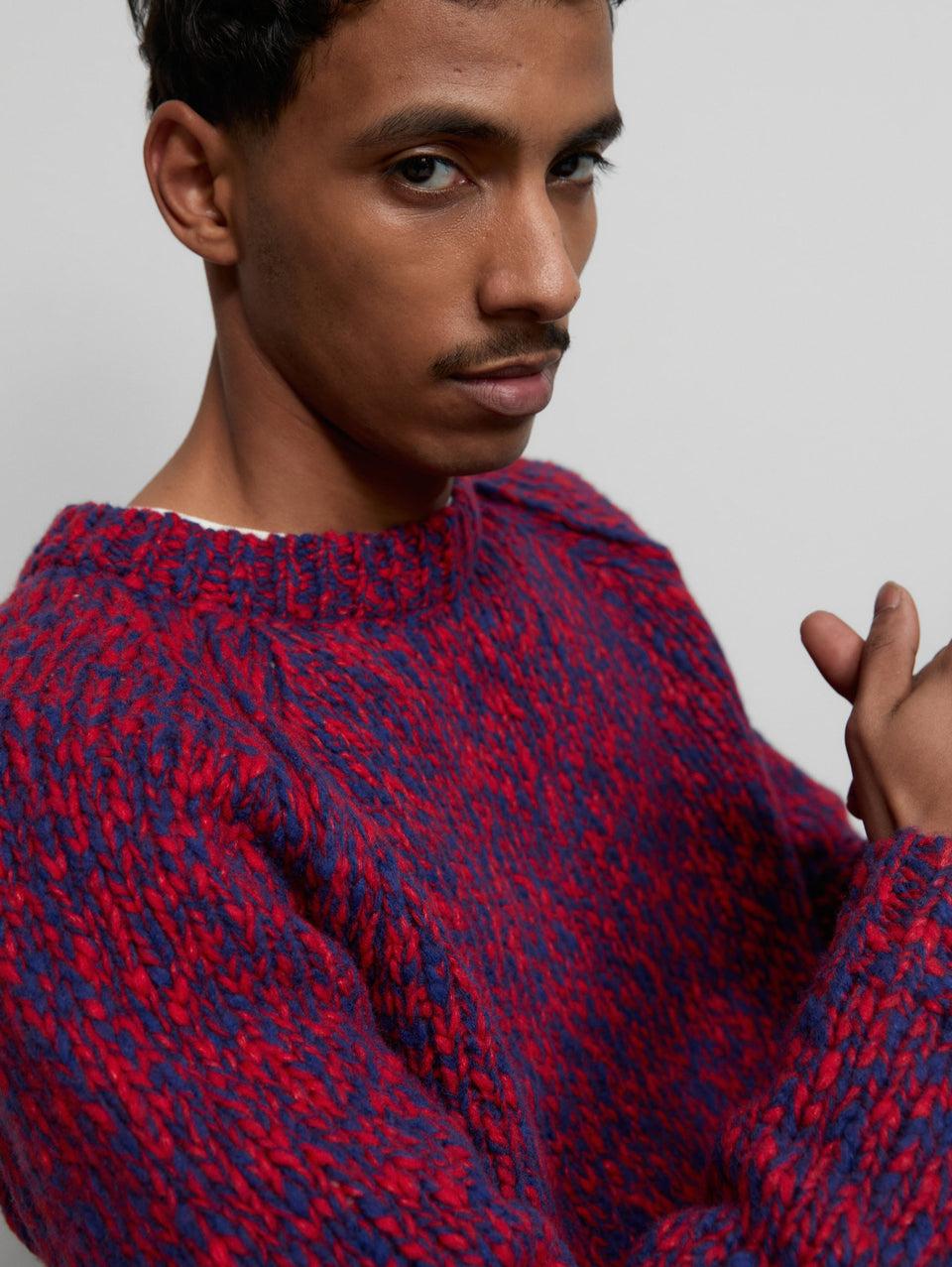CLOSED Maglione in Lana Mouliné Rosso/Blu Shopping Online