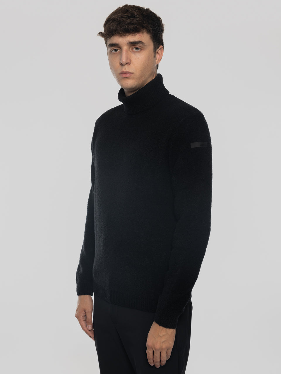 RRD Maglia Dolcevita in Lana Bouclé Nero Prezzo Ridotto