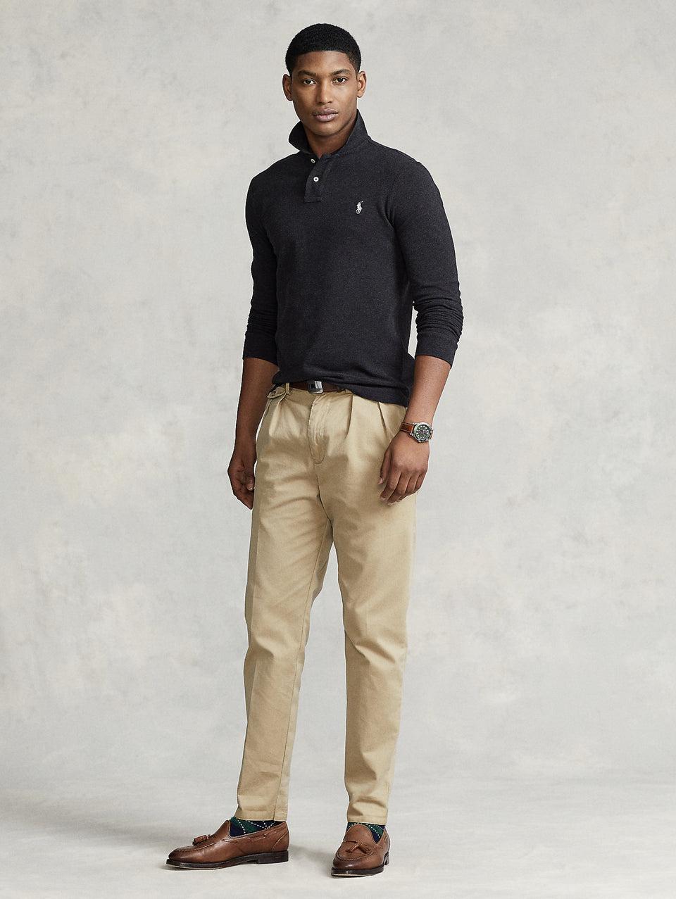 RALPH LAUREN Polo Slim Fit Manica Lunga Antracite Offerta