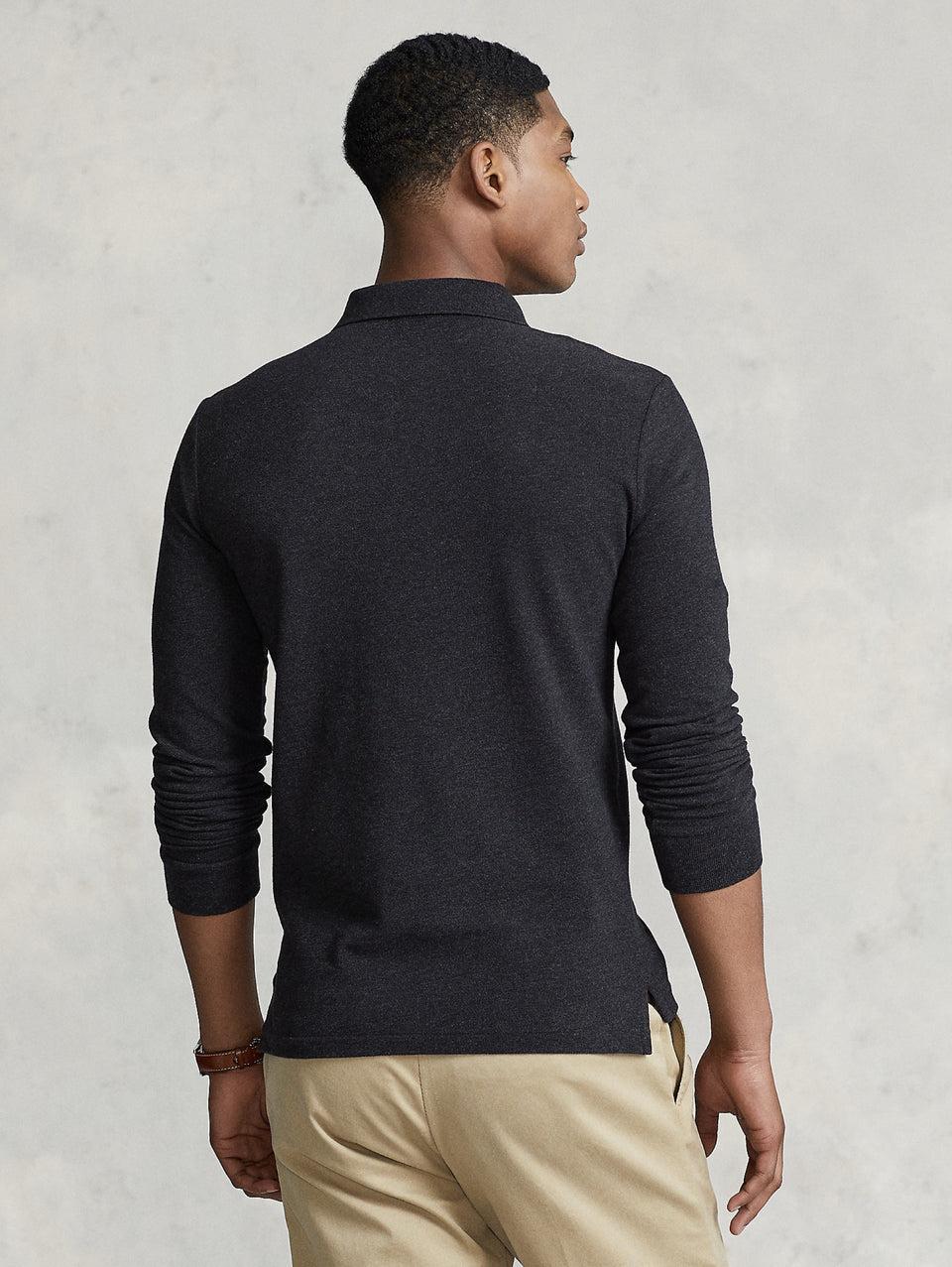 RALPH LAUREN Polo Slim Fit Manica Lunga Antracite Offerta