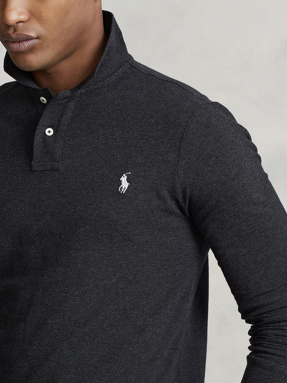 RALPH LAUREN Polo Slim Fit Manica Lunga Antracite Offerta