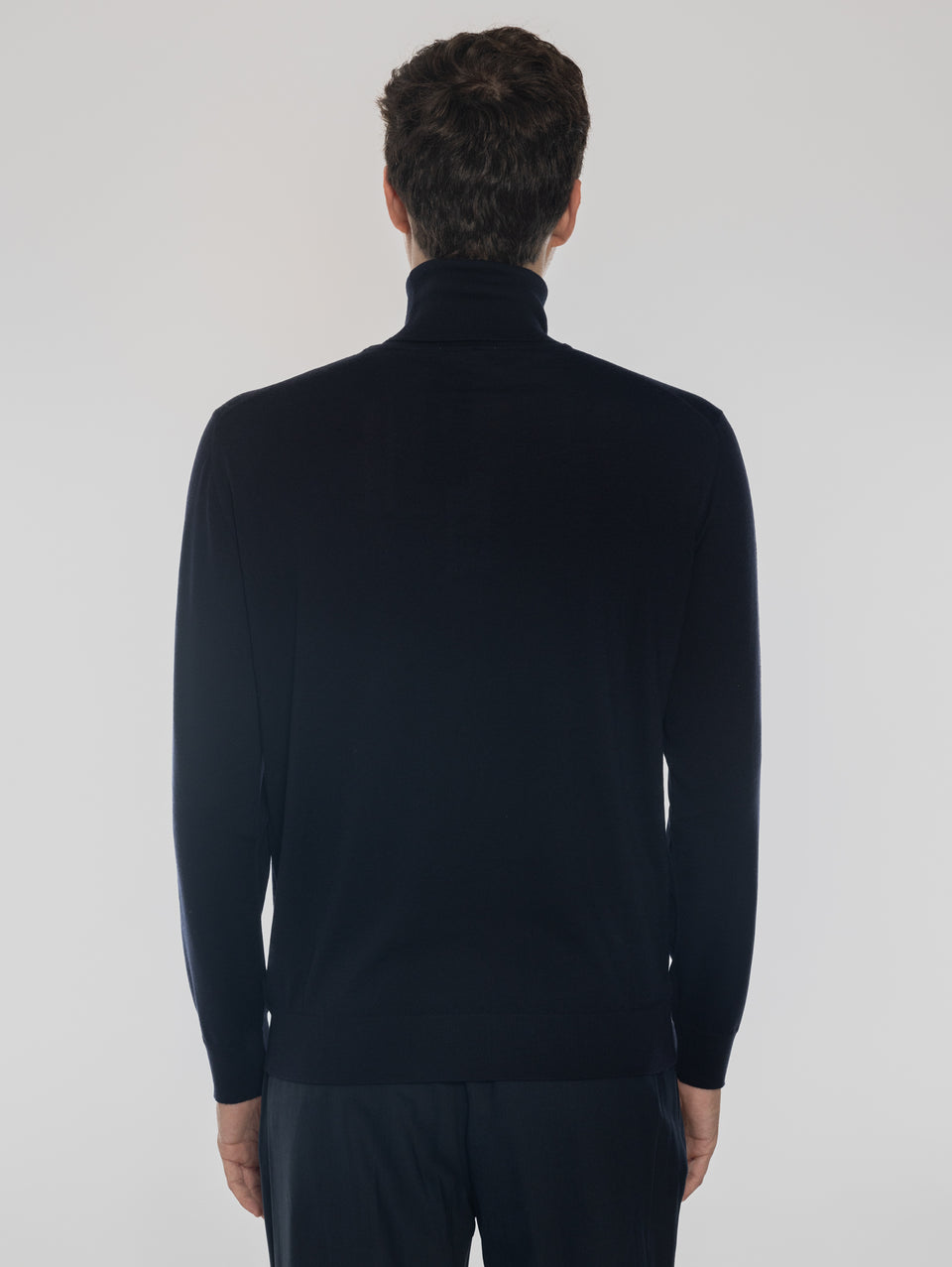 ALPHA STUDIO Maglia Collo Alto in Lana Ultrafine Blu Economico