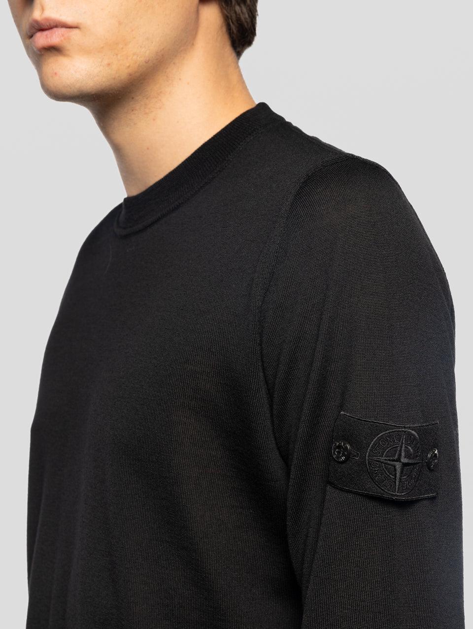 STONE ISLAND Maglia Girocollo Ghost in Lana Nero Online