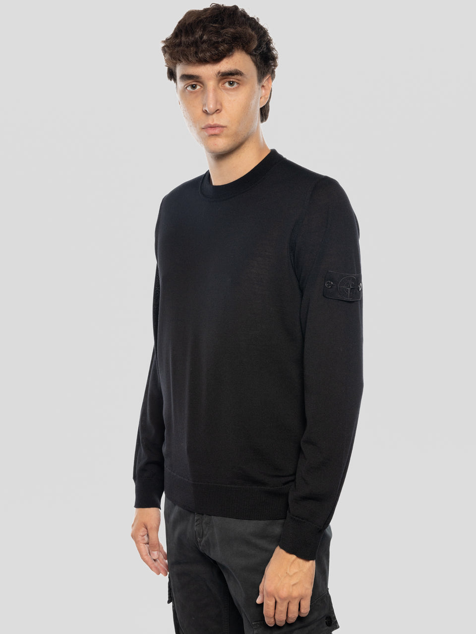 STONE ISLAND Maglia Girocollo Ghost in Lana Nero Online