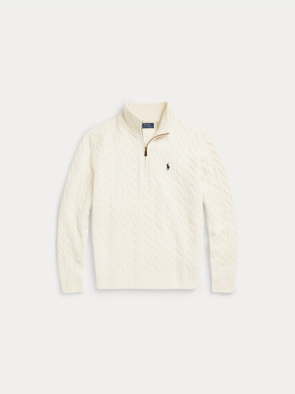 RALPH LAUREN Maglia Mezza Zip a Trecce Crema Saldi