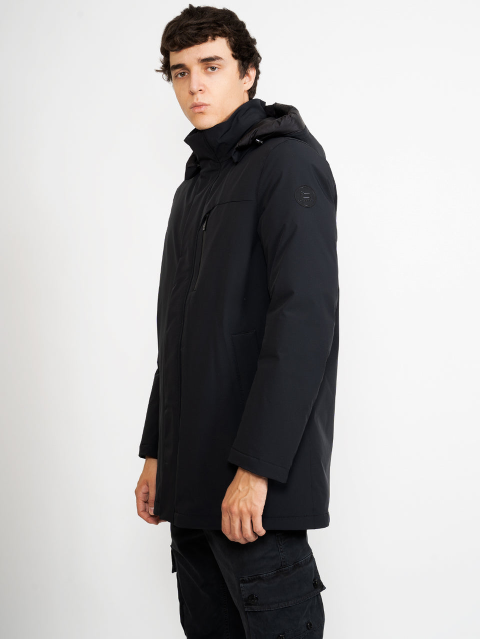 WOOLRICH Parka Mountain in Tessuto Stretch Nero Offerta Giorno del Papà