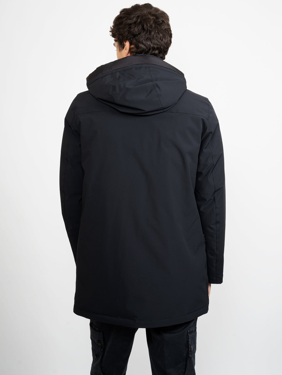 WOOLRICH Parka Mountain in Tessuto Stretch Nero Offerta Giorno del Papà