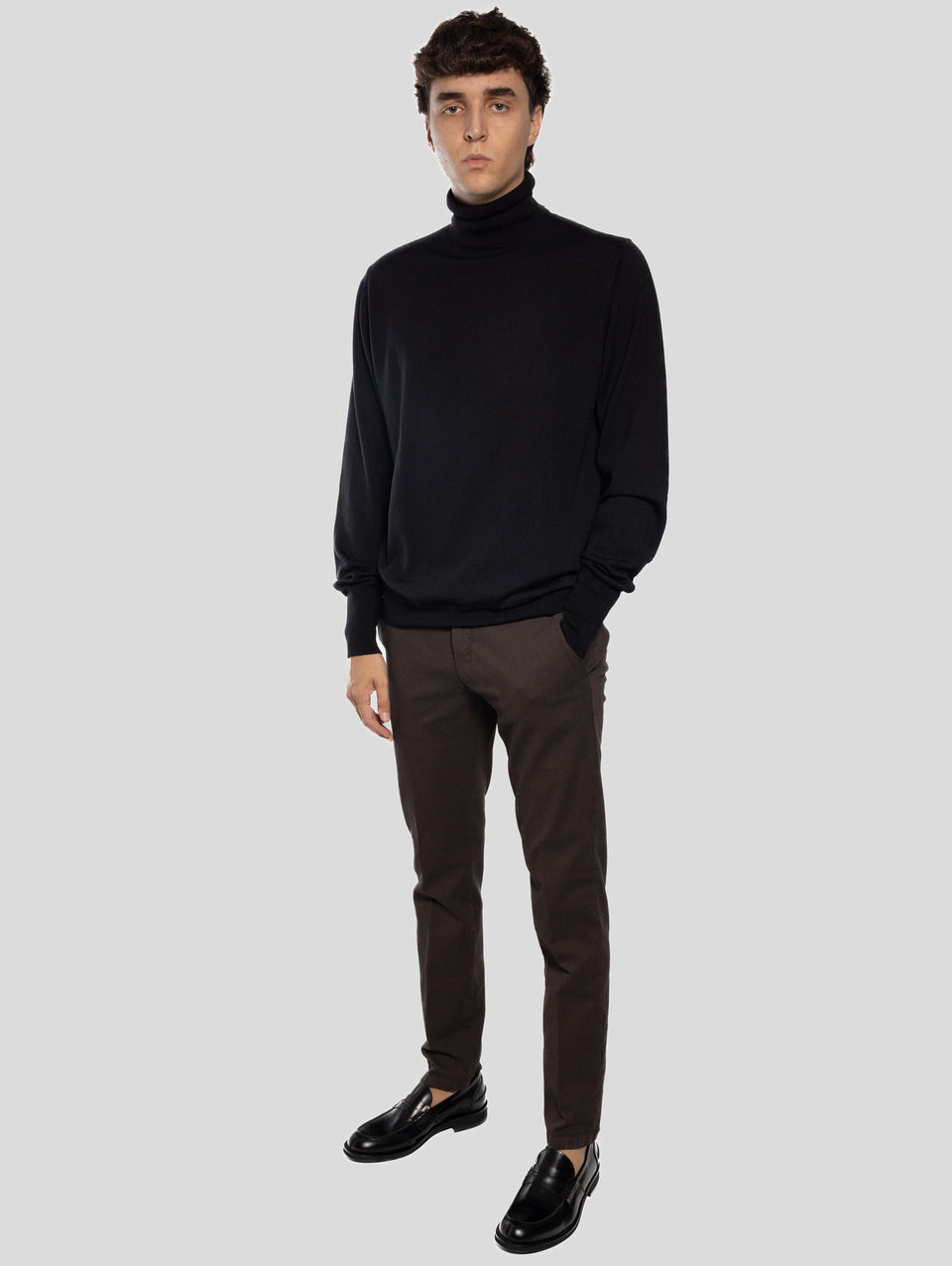 BRIGLIA 1949 Pantaloni Slim in Cotone Armaturato Marrone Online Outlet