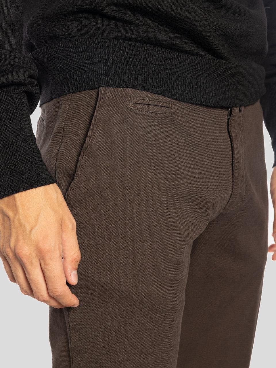 BRIGLIA 1949 Pantaloni Slim in Cotone Armaturato Marrone Online Outlet