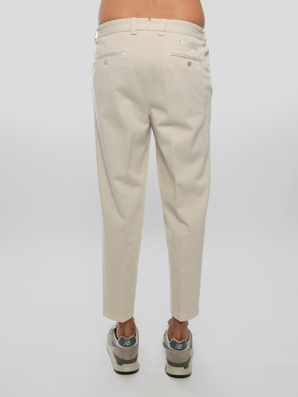 BRIGLIA 1949 Pantaloni in Bull Denim con Pinces Beige Offerta temporanea
