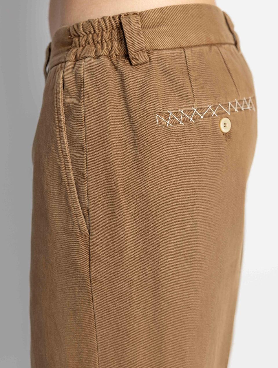 BRIGLIA 1949 Pantaloni in Bull Denim con Pinces Tabacco Liquidazione