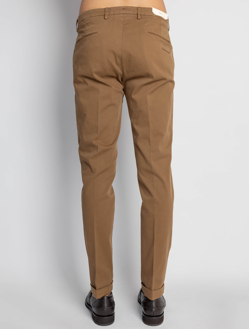BRIGLIA 1949 Pantaloni Slim Fit in Armatura di Cotone Tabacco Offerte giornaliere