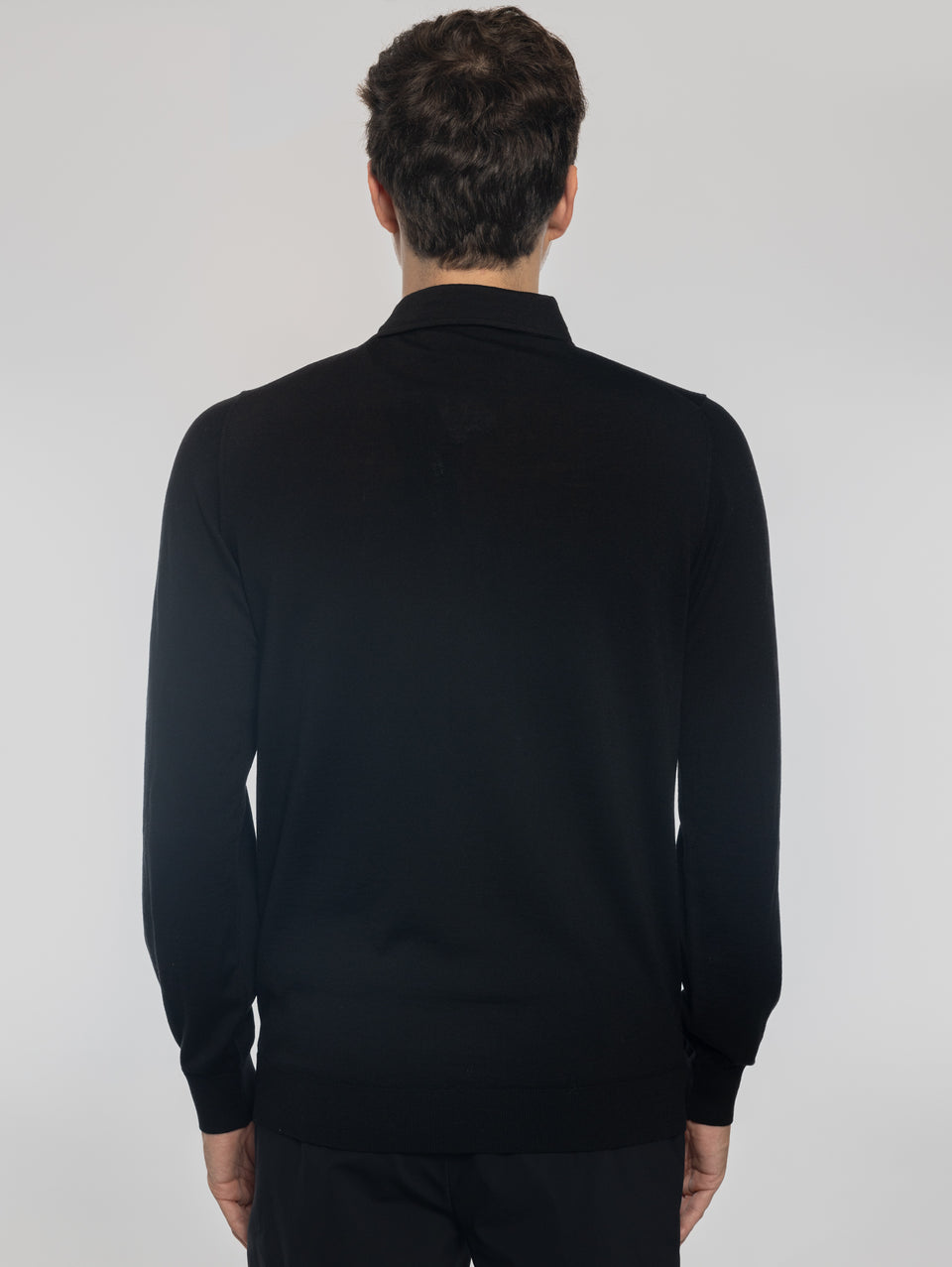 ALPHA STUDIO Polo in Lana con Collo Costruito Nero Enormi risparmi