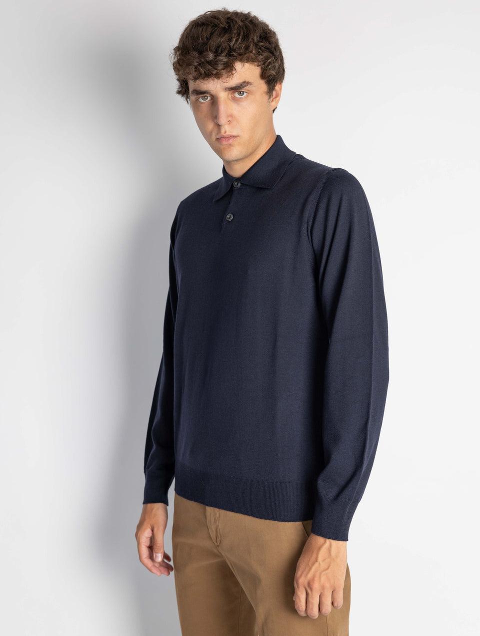 ALPHA STUDIO Polo Manica Lunga Blu Prezzo basso