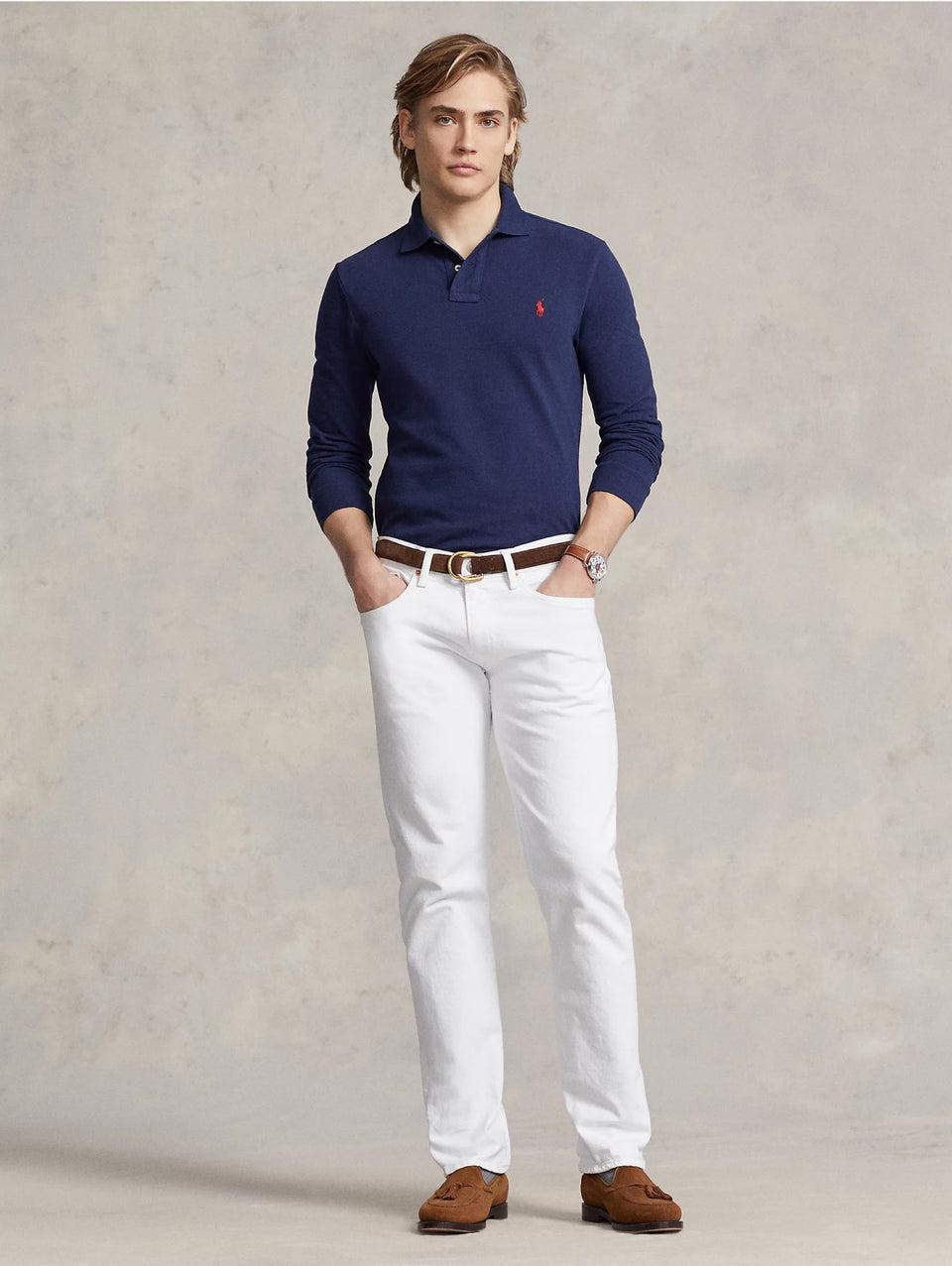RALPH LAUREN Polo Slim Fit Manica Lunga Blu Ritorno libero