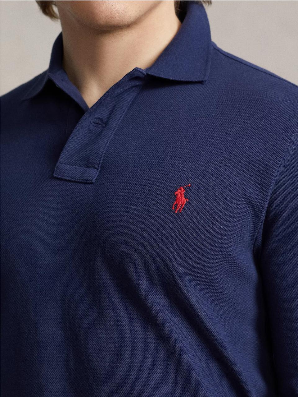 RALPH LAUREN Polo Slim Fit Manica Lunga Blu Ritorno libero