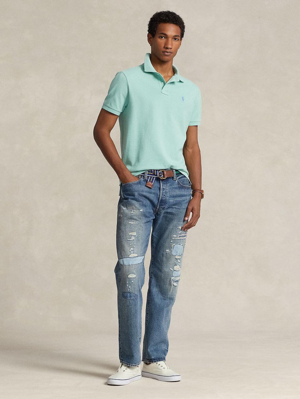 RALPH LAUREN Polo in Mesh Slim Fit Acqua Ultimi tre giorni