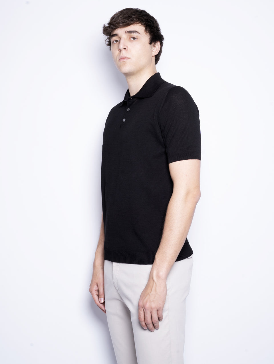 ALPHA STUDIO Polo con Tre Bottoni Nero Promozione temporanea