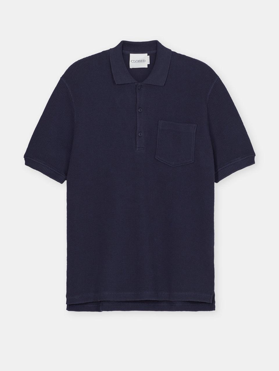 CLOSED Polo in Tessuto Waffle Blu Fino al 55% di sconto
