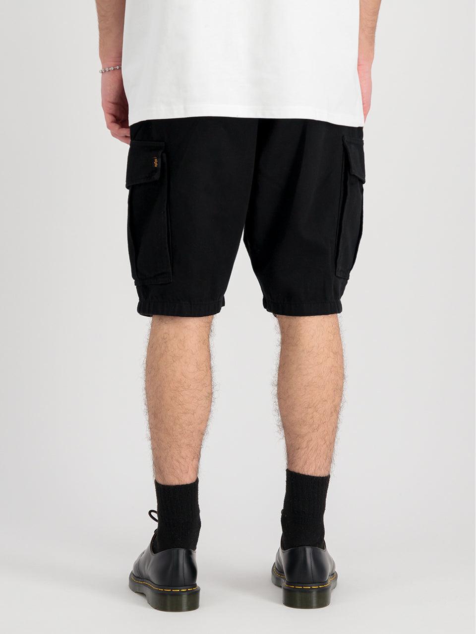 ALPHA INDUSTRIES Shorts Cargo con Pince in Twill di Cotone Nero Enormi sconti