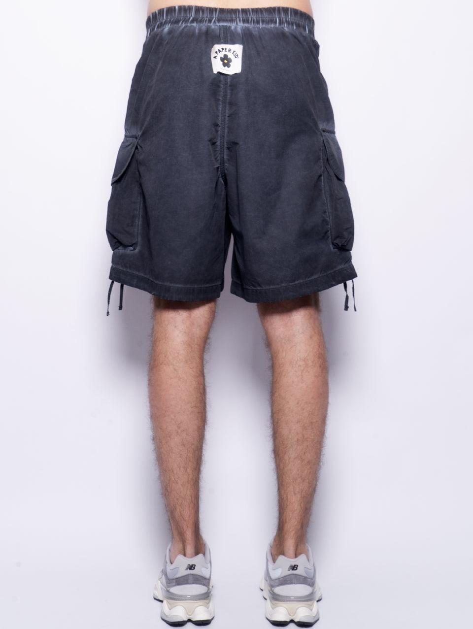 A PAPER KID Shorts Cargo in Nylon Nero Duty-free